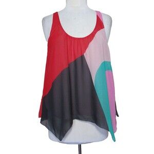 Joie Felixa Blouse Top BOHO Colorblock Silk Sleeveless S Women NWT $218